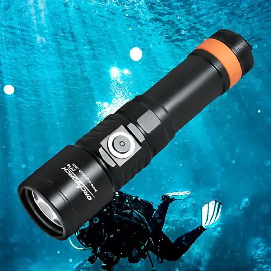 4x Blue Light Flashlight SecurityIng 7 Modes 80m Scuba Diving Underwater Torch Battery Not Included Wide Beam Angle Waterproof 28800Lm 6x White 4x Red 